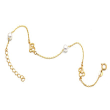 Real Gold 2 Pearl with 2 Heart Bracelet 2059 (19 C.M) BR1848