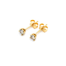 Real Gold V Base Stone Stud Earrings Set - Model 0109 E1963