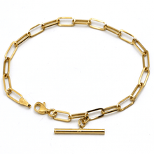 Real Gold Paper Clip With Rod Bar Bracelet 1862 (19 C.M) BR1618