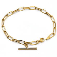 Real Gold Paper Clip With Rod Bar Bracelet 1862 (19 C.M) BR1618