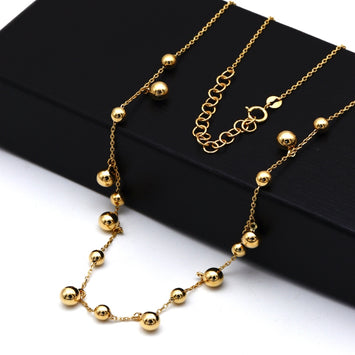 Real Gold 17 Dangler Balls Adjustable Size Necklace (40+5 = 45 C.M) 2302 N1543
