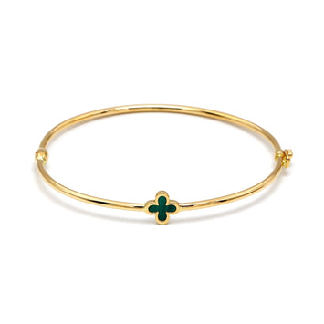 Real Gold Green Clover Bangle GZJVN (Size 15) 0231 BA1599