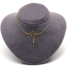 عقد من الذهب الحقيقي على شكل نبض قلب مع حجر مقاس قابل للتعديل موديل N1433 0028 