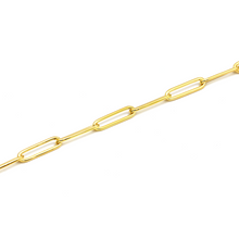 Real Gold Long Round Paper Clip Chain Bracelet Link Length 1.7 C.M 9482 (19 C.M) BR1584