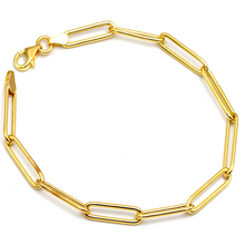 Real Gold Long Round Paper Clip Chain Bracelet Link Length 1.7 C.M 9482 (19 C.M) BR1584