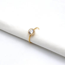 خاتم حجري دائري من الذهب الحقيقي 0464 (مقاس 6.5) R2745