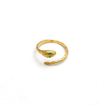 Real Gold Green Eye Serpent Snake Coil Ring 0080 (SIZE 7) R2808