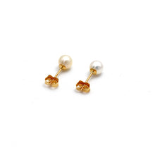 Real Gold Pearl Stud Earrings Set - Model 0451 E1955