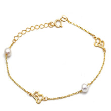Real Gold 2 Pearl with 2 Heart Bracelet 2059 (19 C.M) BR1848