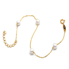 Real Gold 4 Textured Pearl 5MM Bracelet 0047 (19 C.M) BR1854