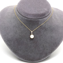 Real Gold Natural Pearl with 3 Stones Necklace 0419 CWP 2018