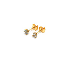 Real Gold V Base Stone Stud Earrings Set - Model 0109 E1963