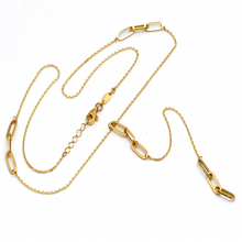Real Gold Paper Clip Rosary Dangler Long Necklace 7464 N1375