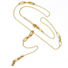 Real Gold Paper Clip Rosary Dangler Long Necklace 7464 N1375