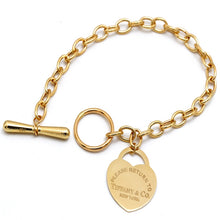 Real Gold GZTF Heart Dangler Link Chain Bracelet 0046-1BL BR1615