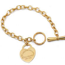 Real Gold GZTF Heart Dangler Link Chain Bracelet 0046-1BL BR1615
