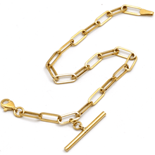 Real Gold Paper Clip With Rod Bar Bracelet 1862 (19 C.M) BR1618