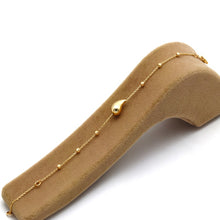 سوار ذهبي حقيقي على شكل دمعة واحدة مع بكرة مزخرفة بحجم قابل للتعديل (16+3 = 19 سم) 1676 BR1886