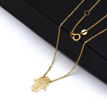 Real Gold Adjustable Necklace with Palm Hand Charm - Model 9775 N1426