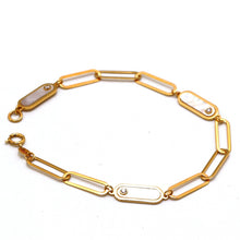 Real Gold Paper Clip Pearl Stone Bracelet (17 cm) - Model 0132 BR1697