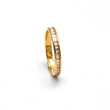 Real Gold Straight Line Linear Spark Stone Ring 0109 (Size 5.5) R2718