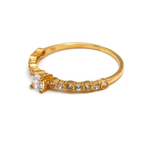 Real Gold Elegant Round Line Stones Cube Ring 0314 (Size 7.5) R2764