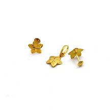 Real Gold Flower Studs with Long Screw Tops Earring Set With Pendant SET1081