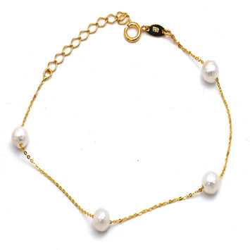 Real Gold 4 Textured Pearl 5MM Bracelet 0047 (19 C.M) BR1854