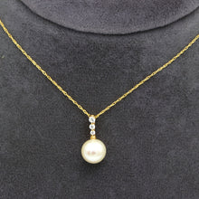 Real Gold Natural Pearl with 3 Stones Necklace 0419 CWP 2018