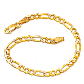 Real Gold GZCR Two Tone Figaro Solid Link Chain Men Bracelet And Unisex 7586 (23 C.M) BR1869