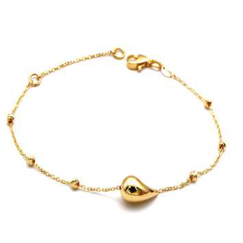 Real Gold 1 Teardrop with Textured Roller Adjustable Size Bracelet (16+3 = 19 C.M) 1676 BR1886