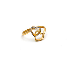 Real Gold 2 Color 2 Heart Ring 7802-YW (Size 5) R2844