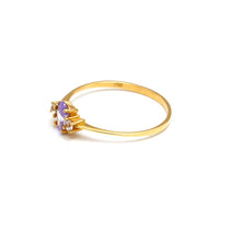 Real Gold Purple Oval Stone Ring 0437 (Size 5.5) R2734