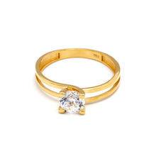 خاتم سوليتير مزدوج الخط من الذهب الحقيقي 0273 (مقاس 5) R2750