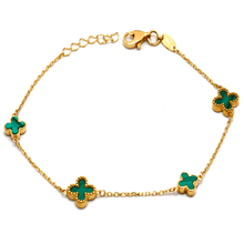 Real Gold 4 Clover Green Luxury Bracelet - Model GZJVN1859 BR1761