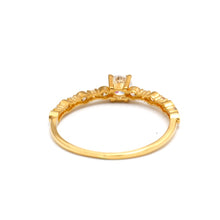 Real Gold Elegant Round Line Stones Cube Ring 0314 (Size 7.5) R2764