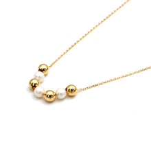 Real Gold 3 Pearl with 4 Beads Adjustable Size Necklace (45 cm) 2501 N1510