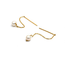 Real Gold Pearl Hanging Earrings Set - Model 2492 E1956