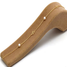 Real Gold 2 Pearl with 2 Heart Bracelet 2059 (19 C.M) BR1848