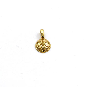 Real Gold One Side Round Net Heart Pendant - Model 0335 P 1957