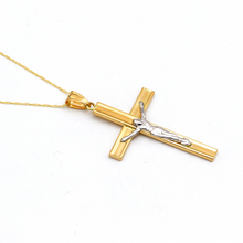 Real Gold 2 Color Jesus Flat Big Cross Necklace 1235 CWP 1922
