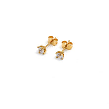 Real Gold Flat Base Stone Stud Earrings Set - Model 0039 E1964