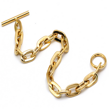 Real Gold Wide Link Bold Cable Chunky Chain With Round Dangler Lock 8 MM Thick Bracelet 2804 (19 C.M) BR1619