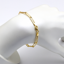 Real Gold Long Round Paper Clip Chain Bracelet Link Length 1.7 C.M 9482 (17 C.M) BR1585