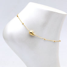 Real Gold Teardrop with Textured Roller Adjustable Size Anklet (23+2 = 25 C.M) 1676 A1355