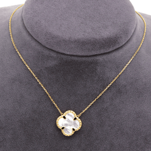 Real Gold Large Pearl White Clover Necklace GZJVN1808 N1471