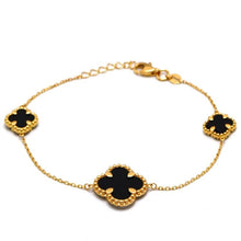 Real Gold 3 Clover Black Elegant Bracelet (19 C.M) - Model GZJVN1878 BR1754