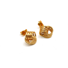 Real Gold 4 Rings Twisted Earring Set 9809 E1812