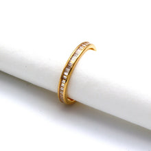 Real Gold Straight Line Linear Spark Stone Ring 0109 (Size 5.5) R2718