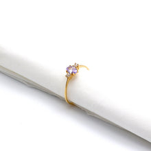 Real Gold Purple Oval Stone Ring 0437 (Size 5.5) R2734